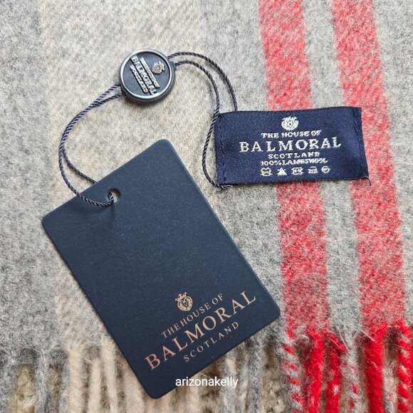NWT Balmoral Lambswool Scarf Grey Check (Johnston) Scotland - Picture 3 of 10